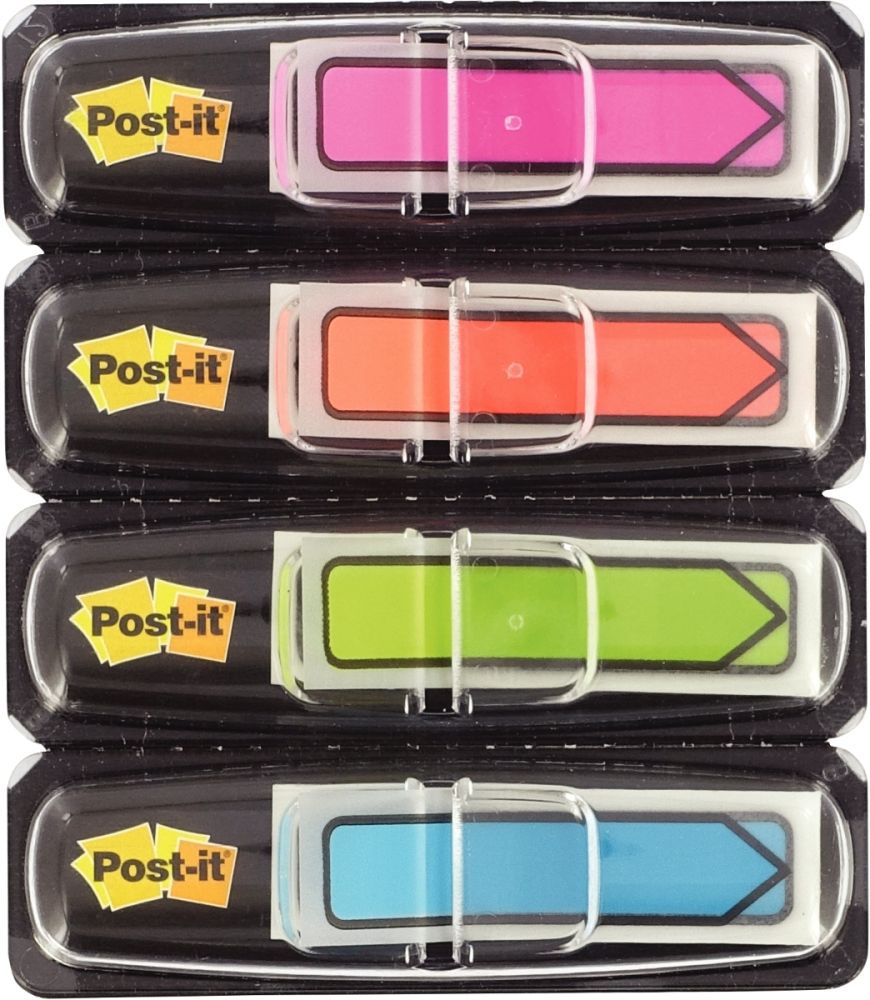 Carte de 4x24 marque-pages flèches post-it couleurs fun assorties
