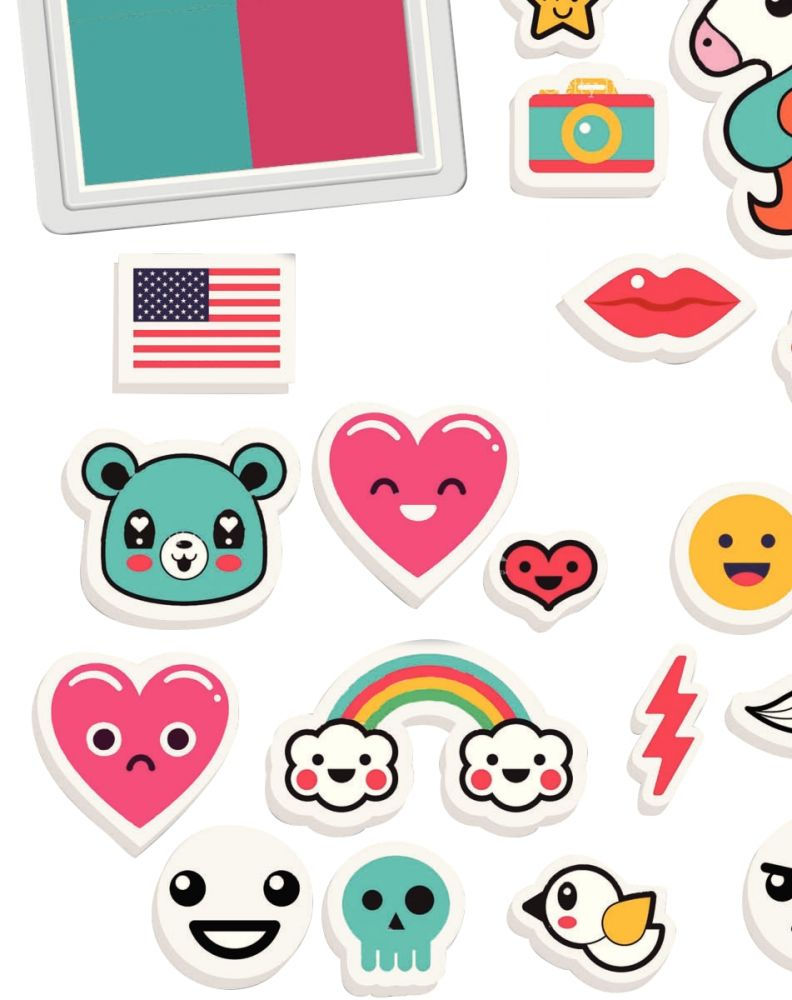 Boite de 24 tampons émoticones + encreur