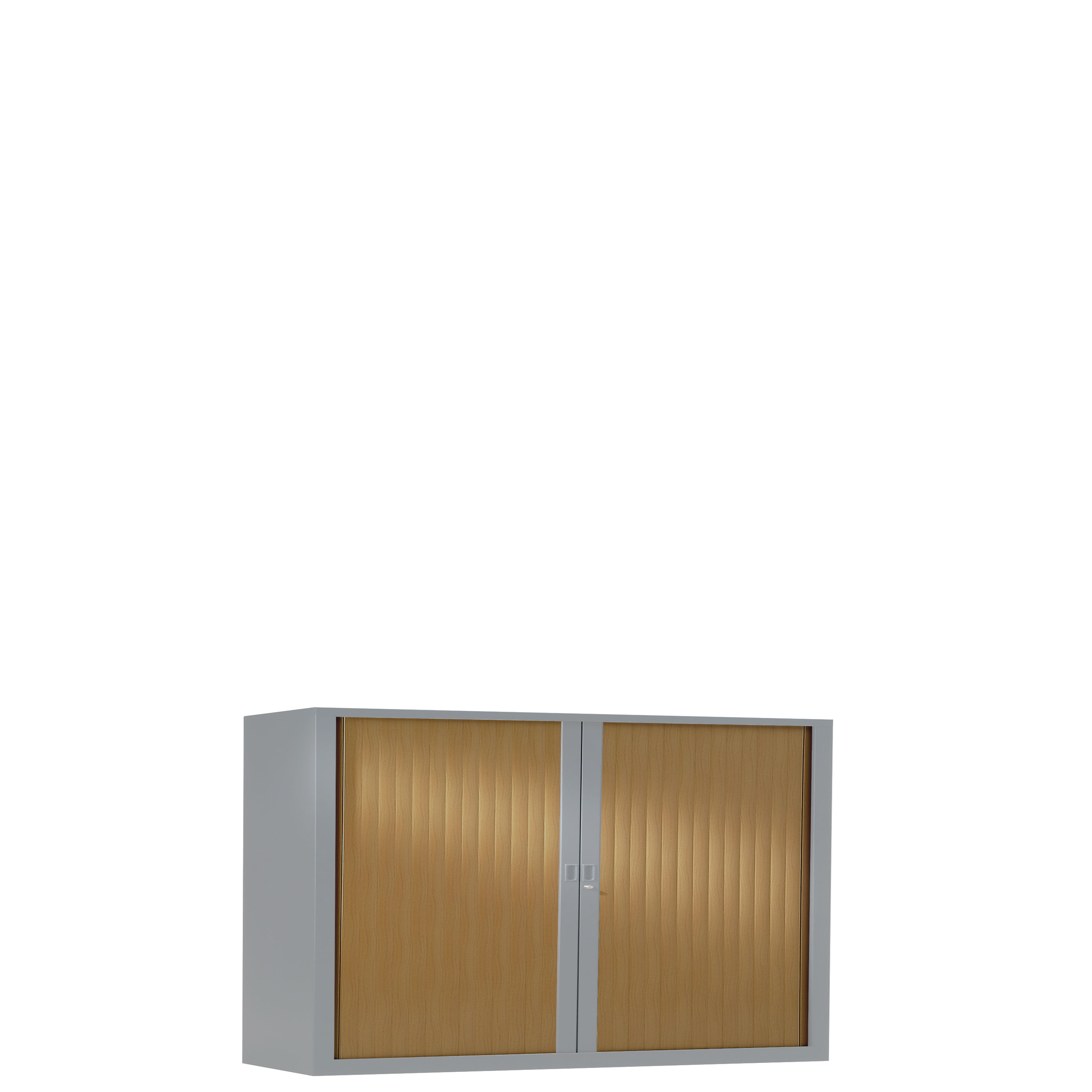 Armoire à rideaux bicolore 69.5 x 120 cm - Corps gris aluminium - Rideaux bois