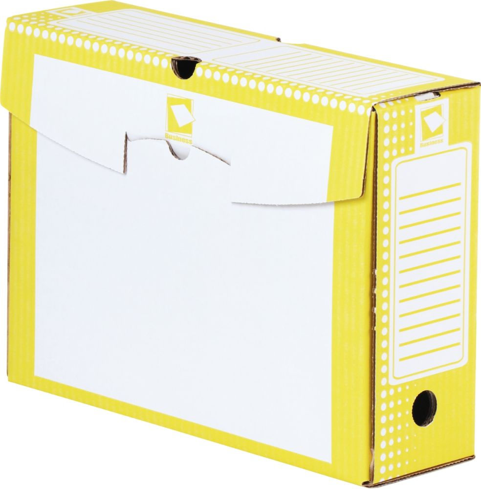 Paquet de 25 boîtes à archives carton rigide dos de 10 cm jaune