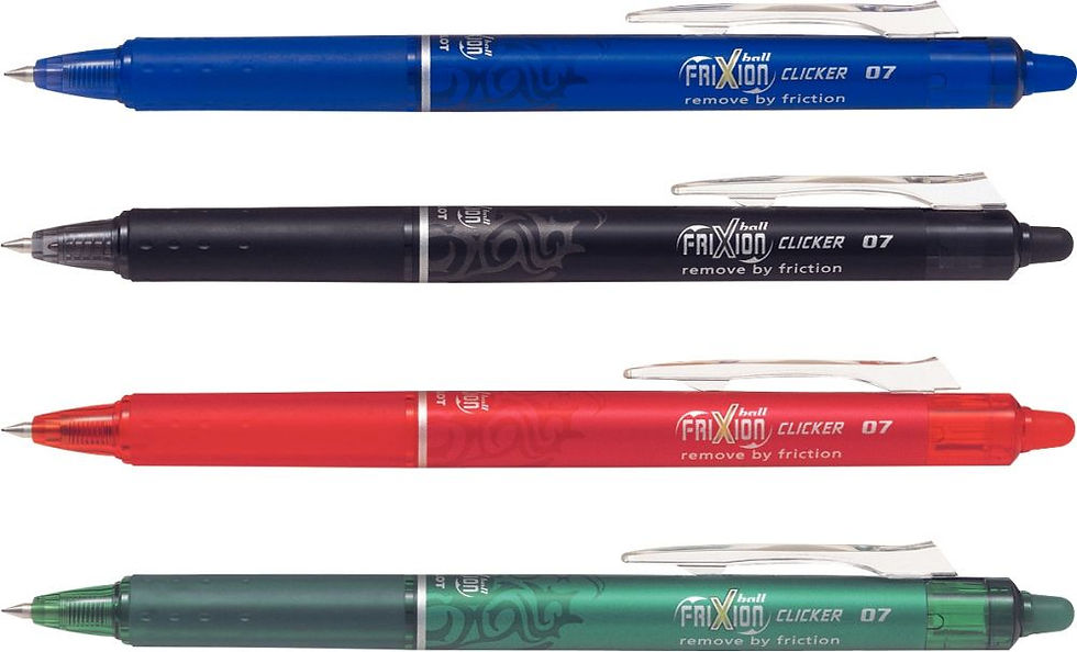 Pochette de 4 rollers effaçables Frixion Clicker rétractables assortis