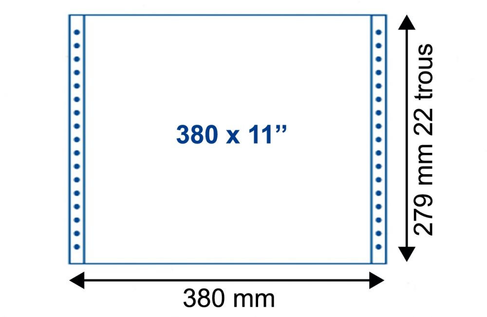 Paquet de 2000 feuilles de listing uni blanc 1 pli, 70g, fixe, de format : 380 m