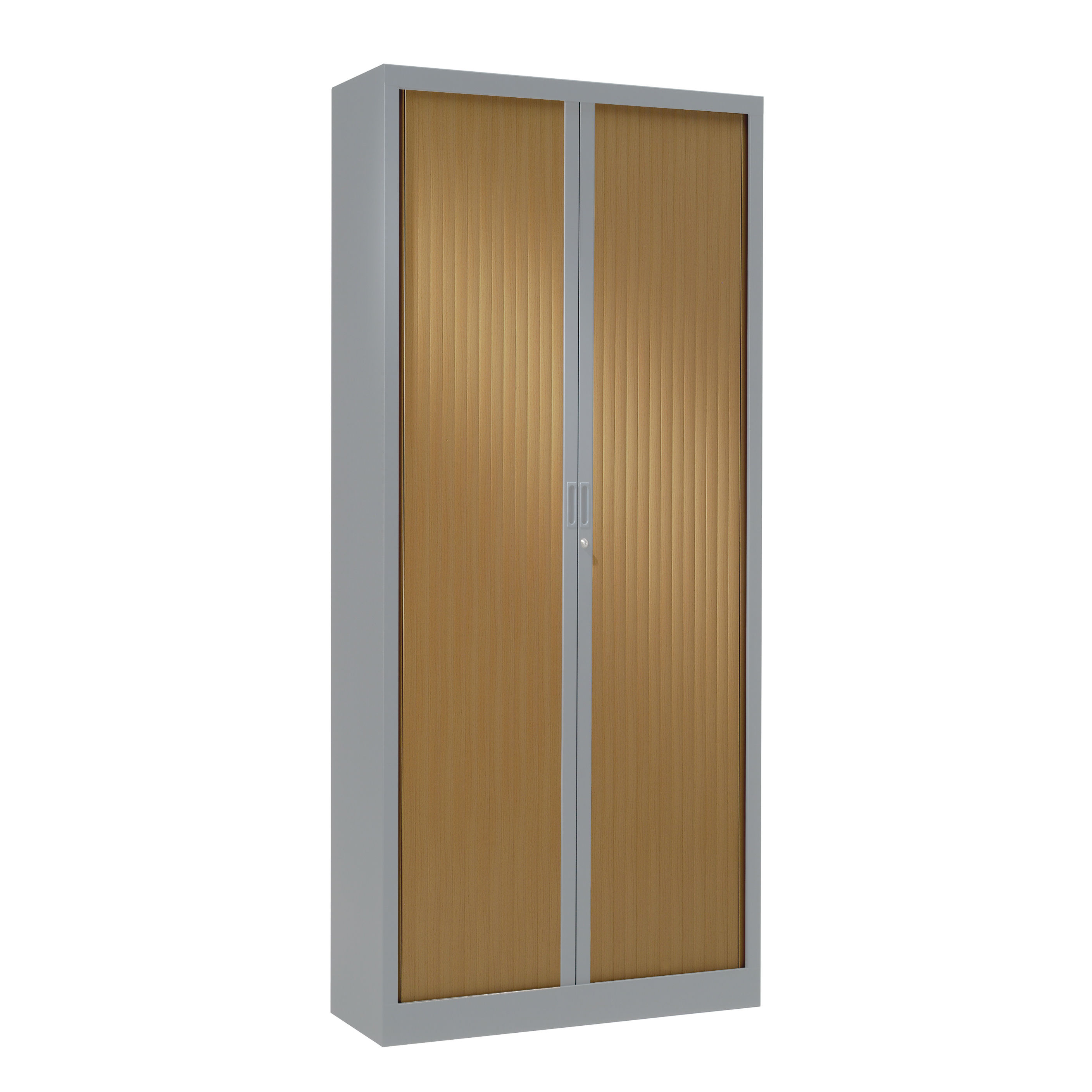 Armoire à rideaux bicolore 198 x 80 cm - Corps Aluminium - Rideaux bois