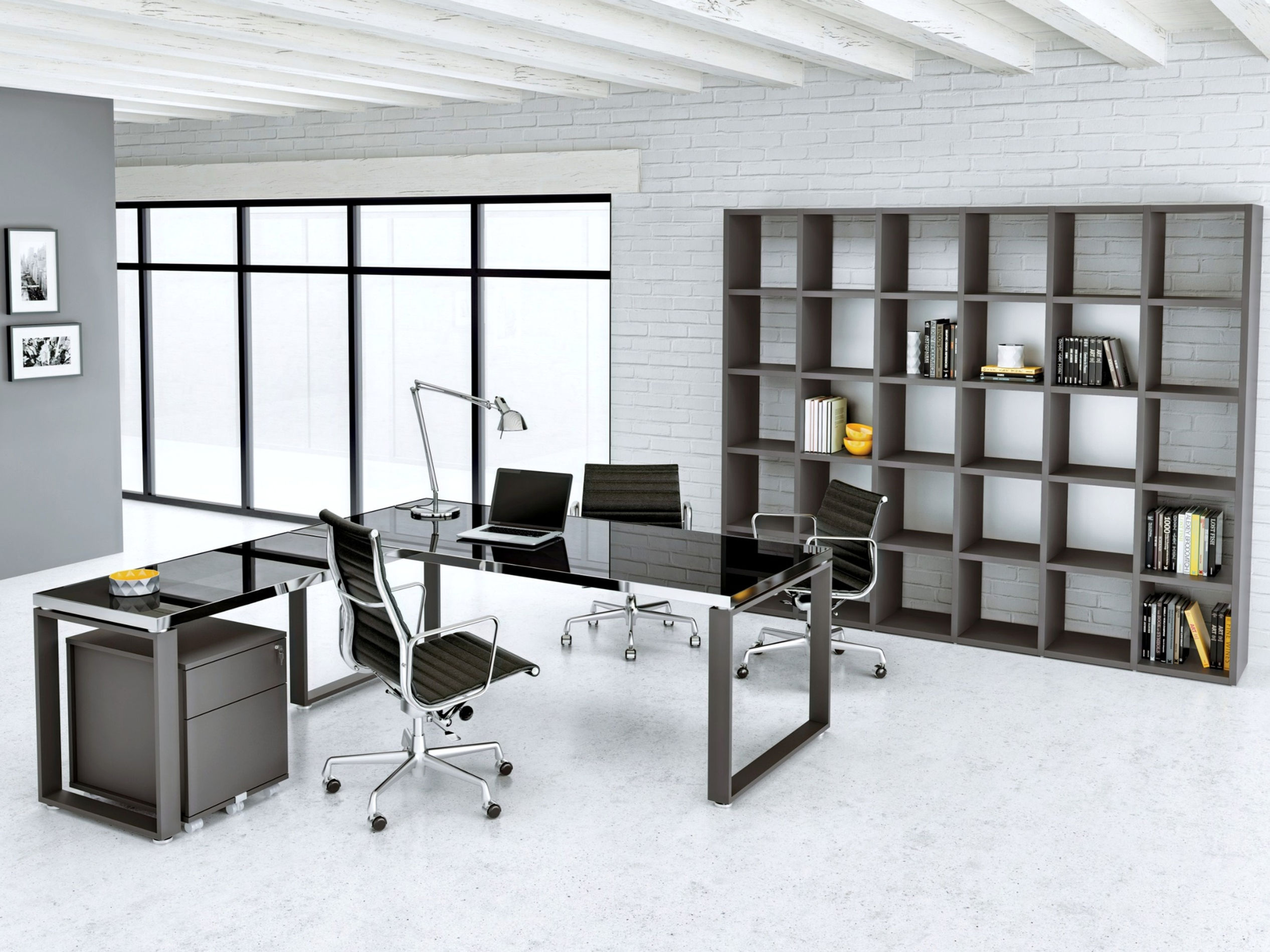 Bureau droit avec retour ATLAS - Plateau Verre