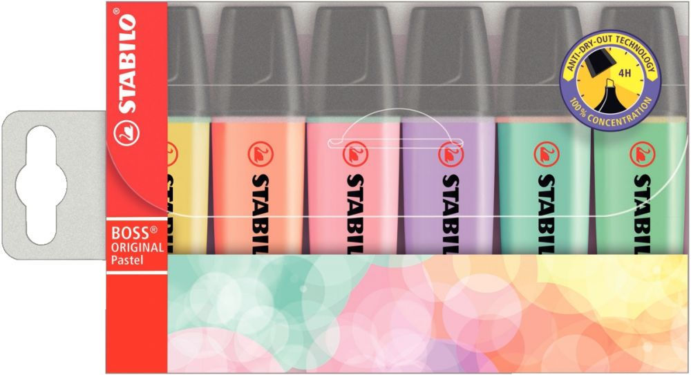 Pochette de 6 surligneurs STABILO BOSS pastel assortis