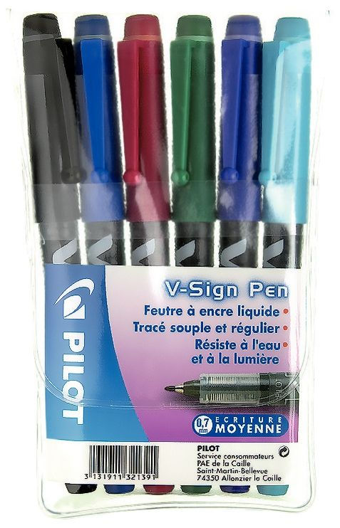 Pochette de 6 feutres Pilot V-Sign Pen assortis
