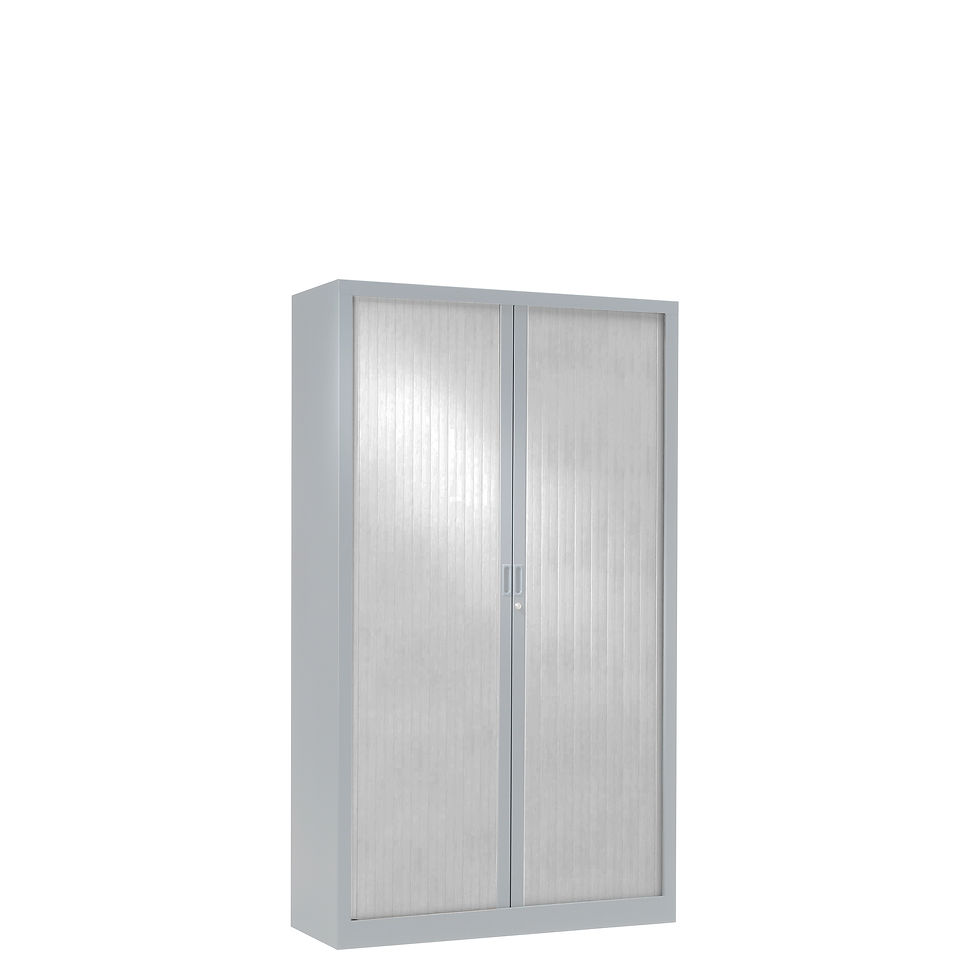 Thumbnail: Armoire à rideaux bicolore 136 x 80 cm - Corps gris aluminium - Rideaux Color