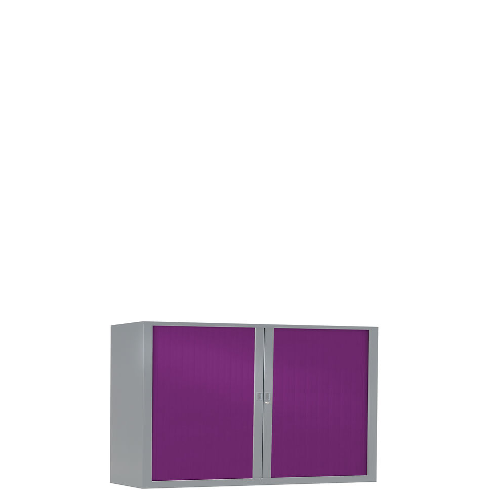 Thumbnail: Armoire à rideaux bicolore 69.5 x 120 cm - Corps gris aluminium - Rideaux Color