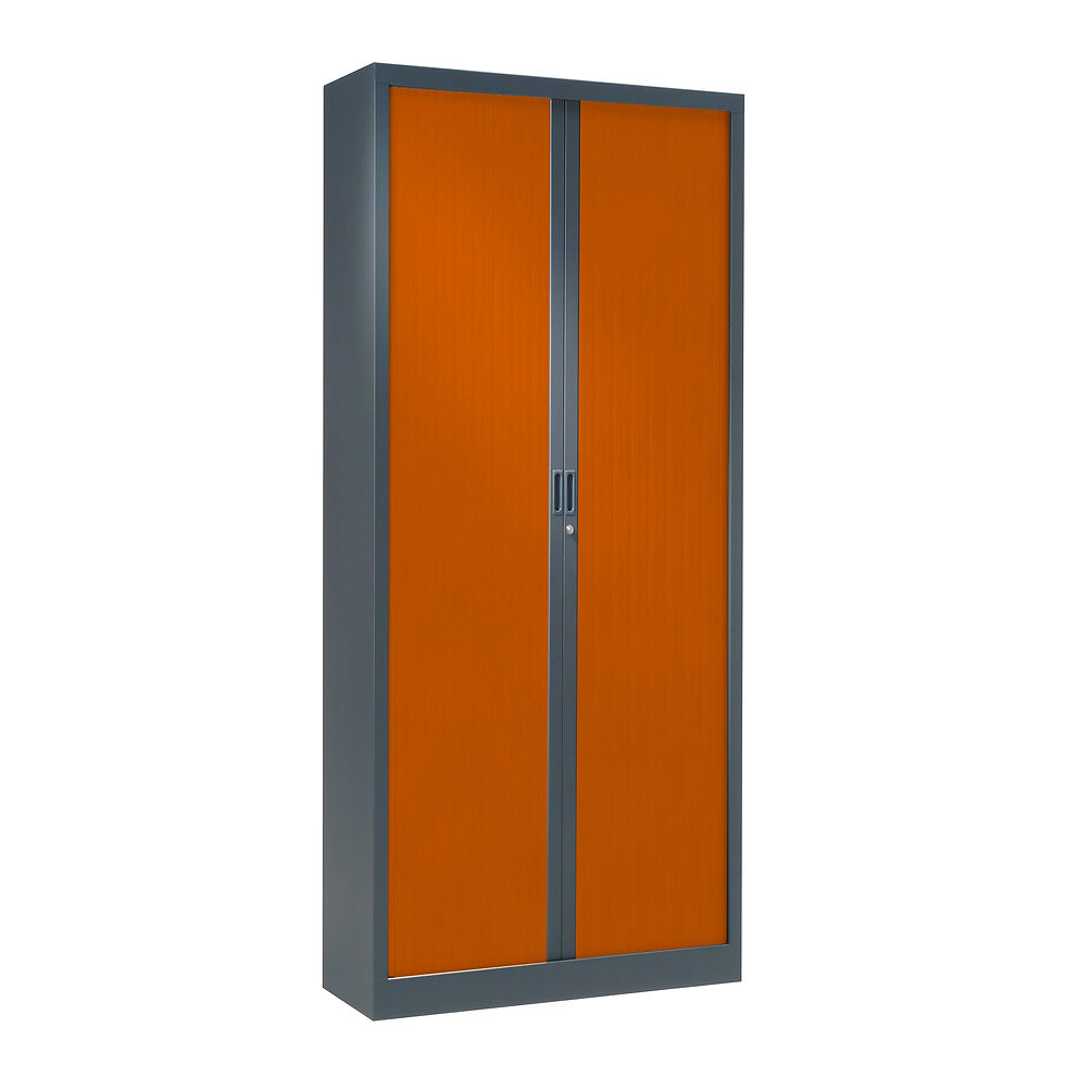 Miniature : Armoire à rideaux bicolore 198 x 80 cm - Corps gris anthracite - Rideaux Color