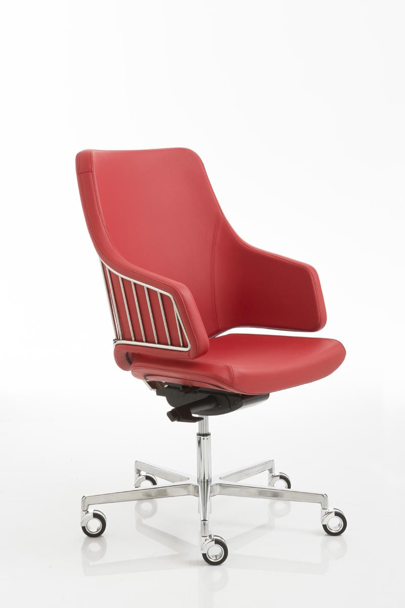 Siège GARY bas dossier - Piétement sur roulettes chrome