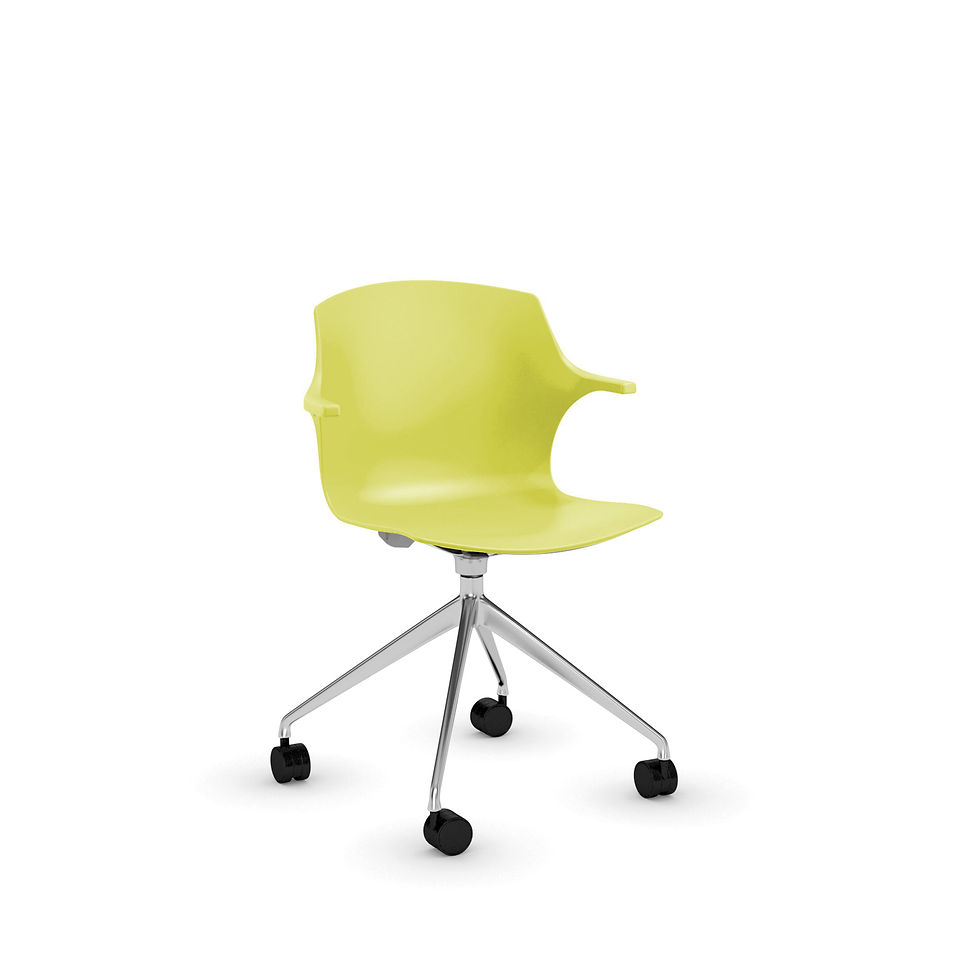 Thumbnail: Chaise FRIZZY avec accoudoirs - Piétement pyramidal