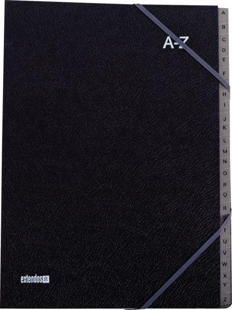 Trieur couverture noire grainée 26 compartiments alphabétiques