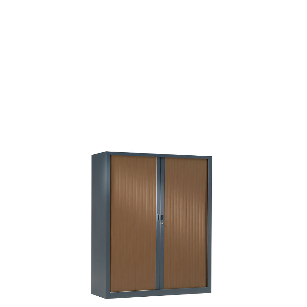 Thumbnail: Armoire à rideaux bicolore 100 x 80 cm - Corps gris anthracite - Rideaux