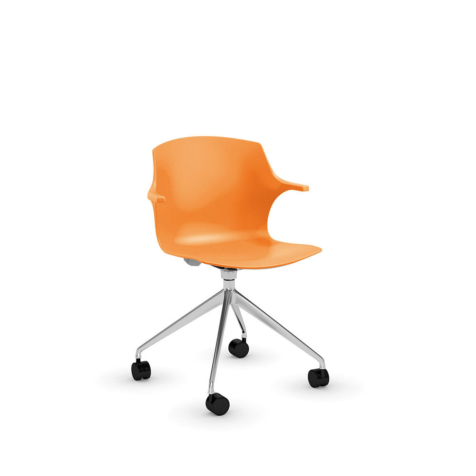 Thumbnail: Chaise FRIZZY avec accoudoirs - Piétement pyramidal