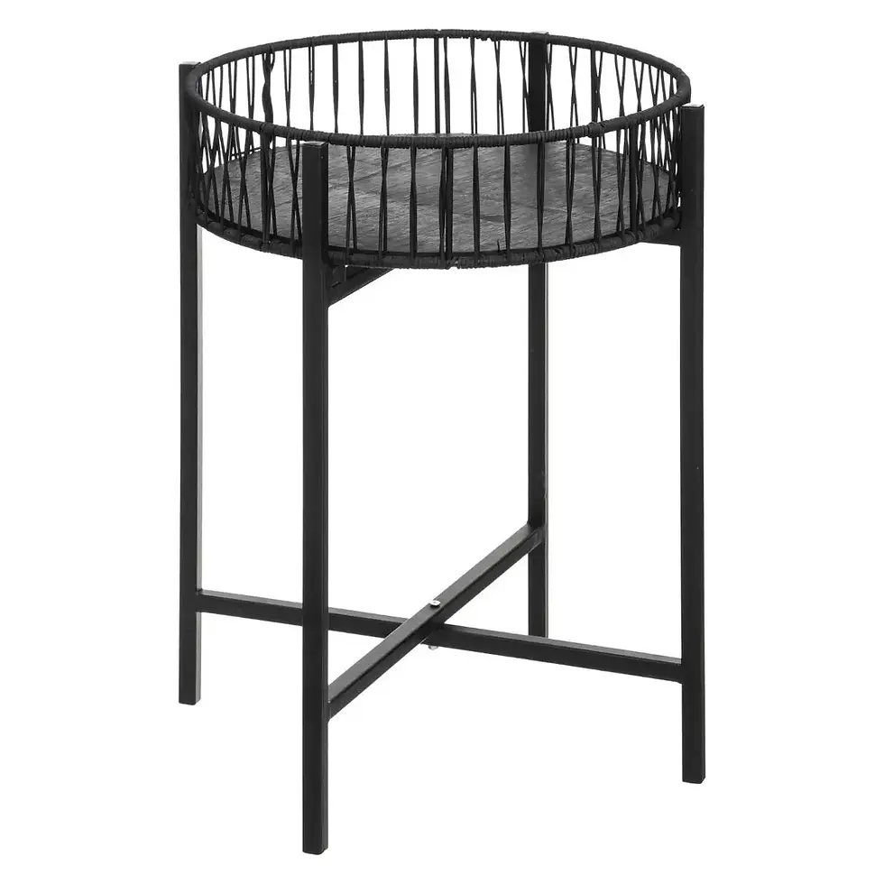 Thumbnail: Tables gigognes pliables noires MULA , métal & osier