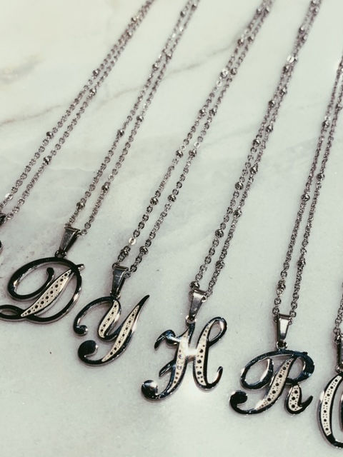 Thumbnail: LOOSE VINTAGE LETTER NECKLACE A-Z - SILVER