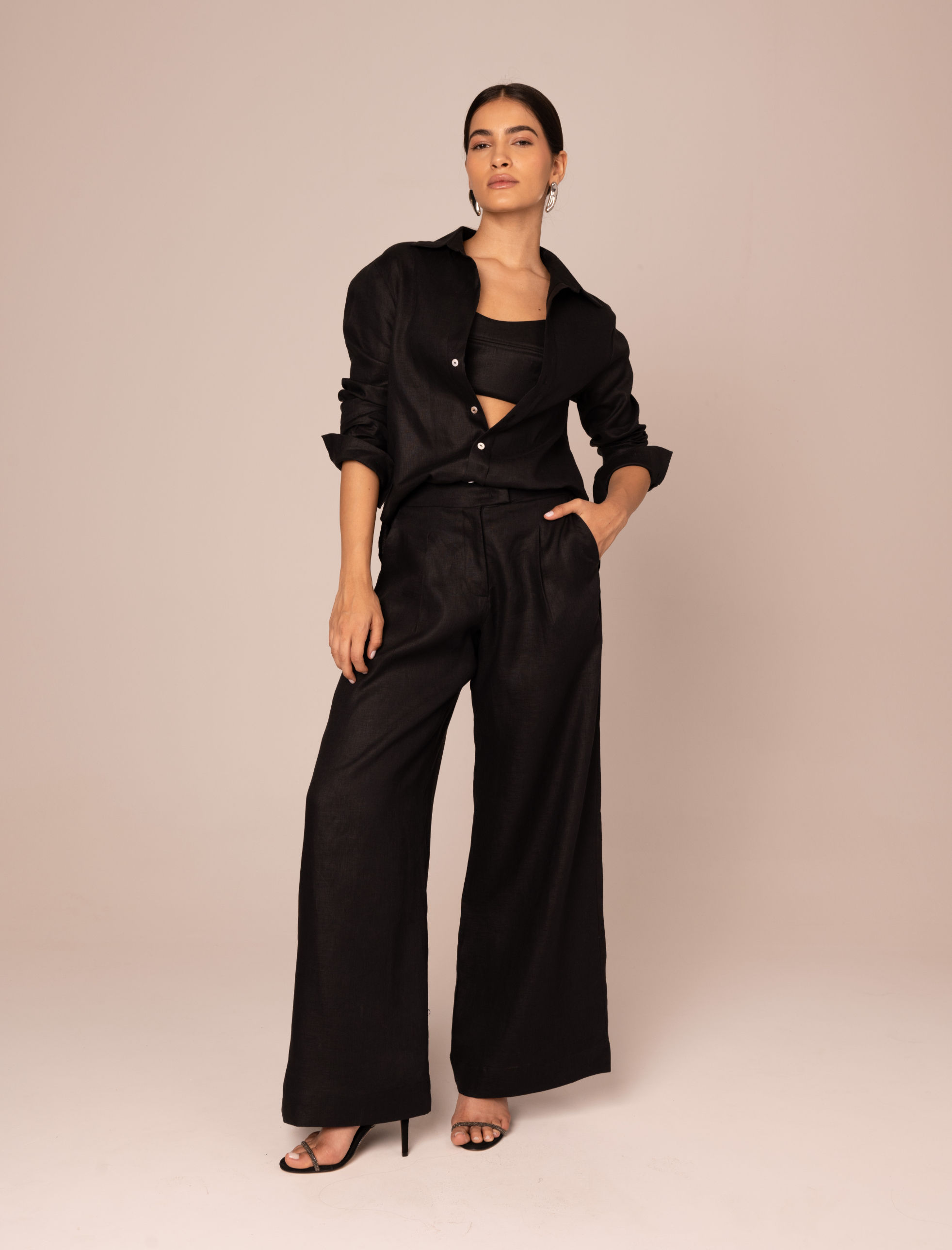 Calça Aya wide alfaiataria 100% Linho