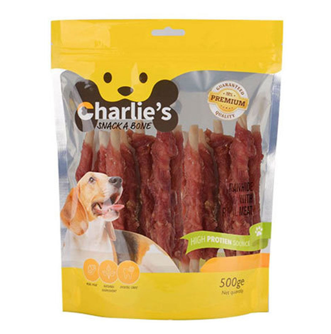 חטיף צ'רליז רול בקר עטוף כבש  14 ס"מ - 500 גרם