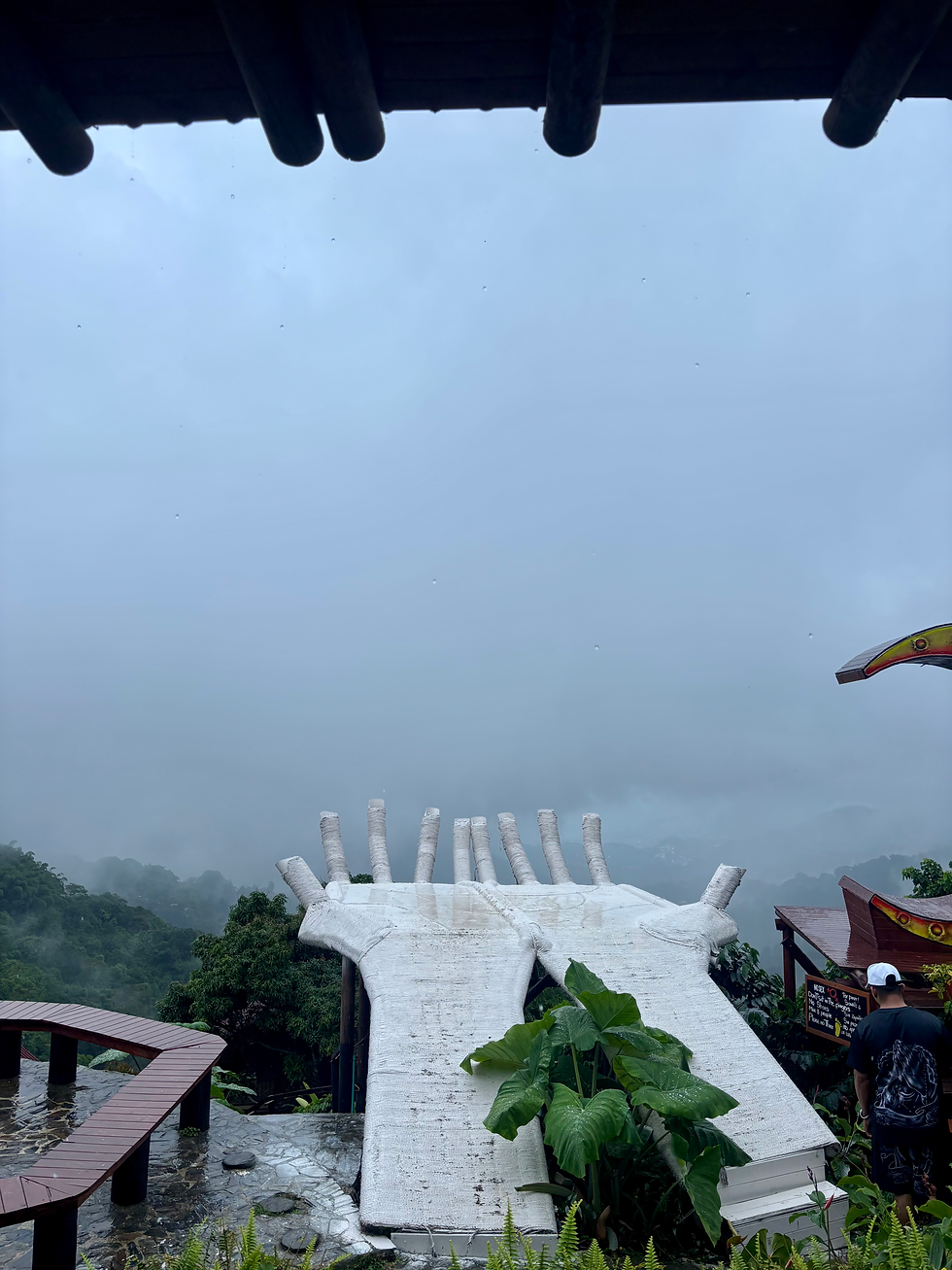 it seems like every single tourist spot or viewpoint in Latin America has this kinda of hand sculpture thing it's quite amusing