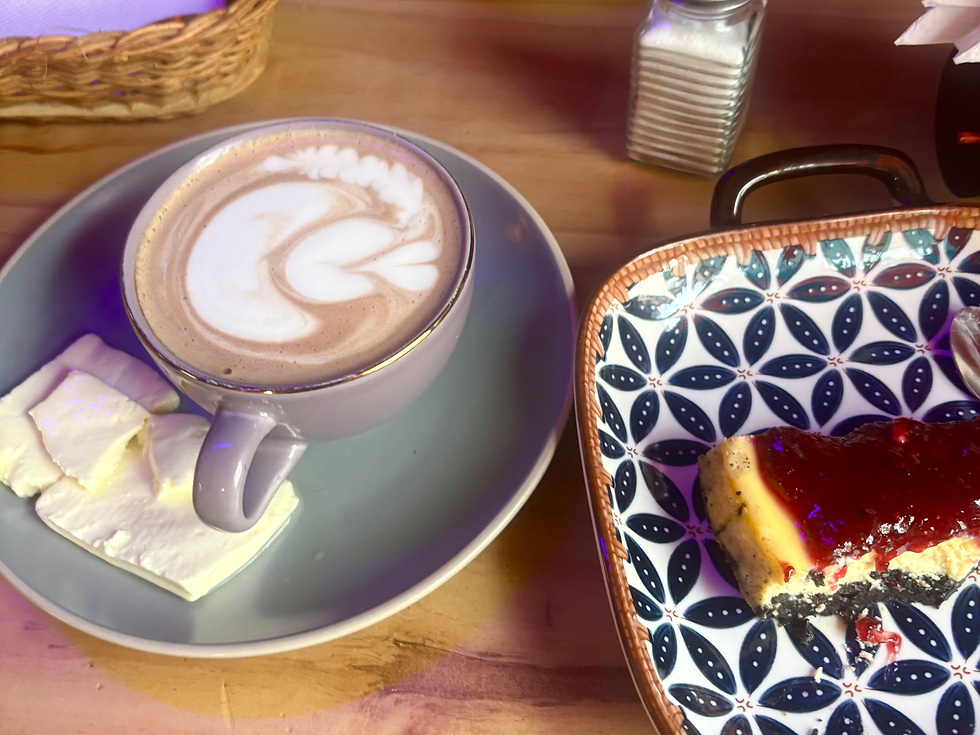 chocolate con queso y cheesecake.