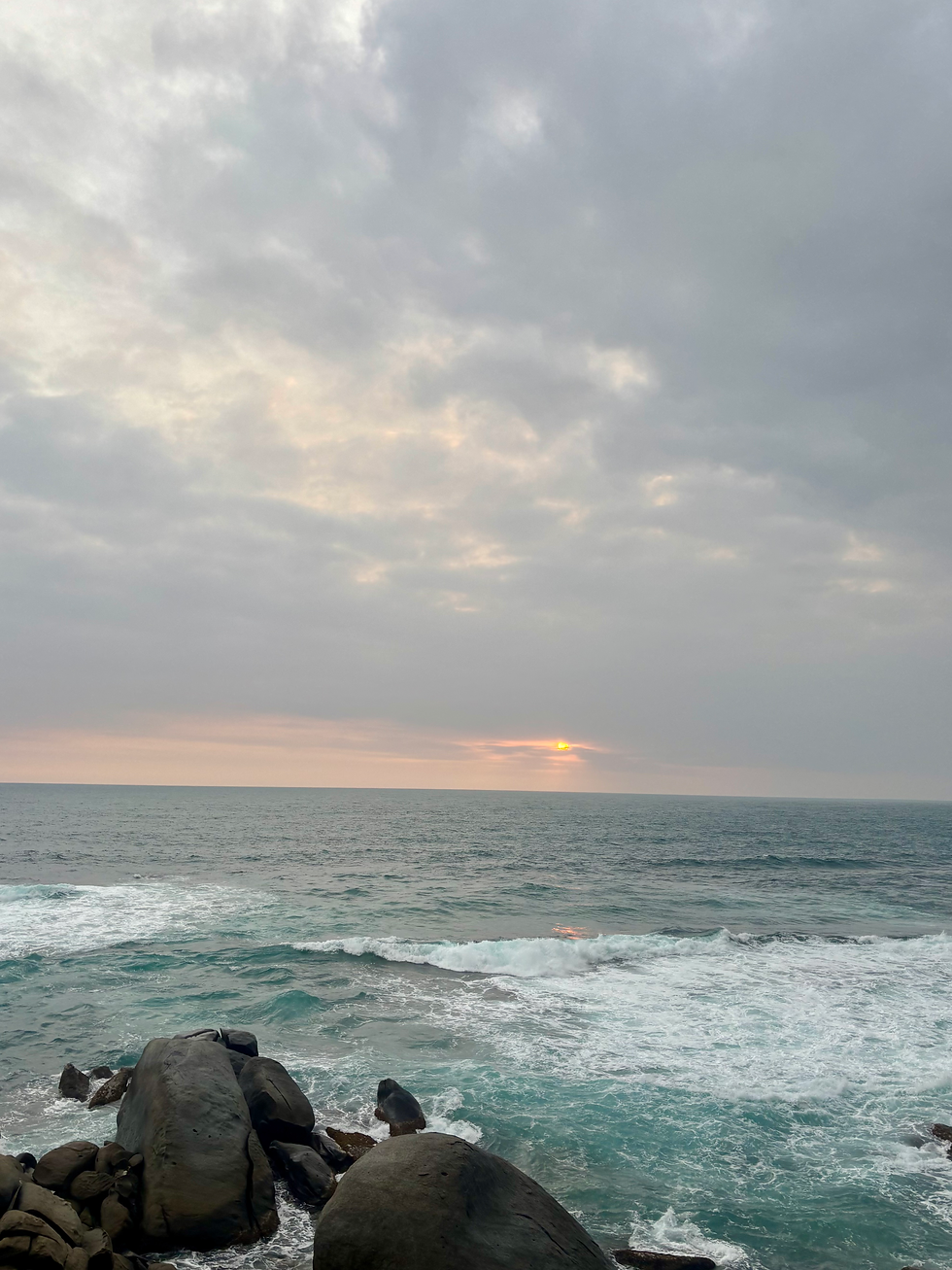 sunrise in Tayrona National Park. if you squint you can kinda see it.