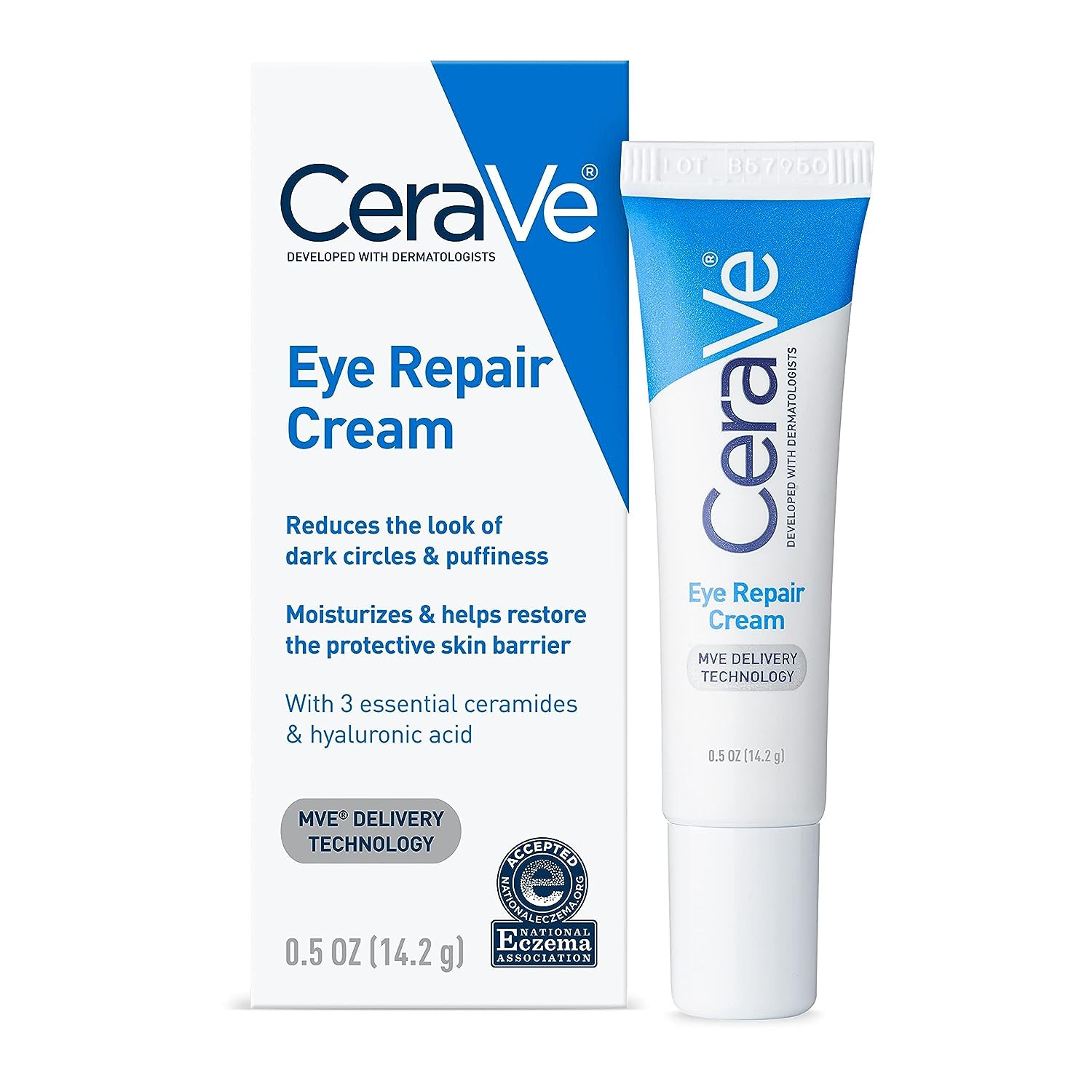CeraVe eye repair cream適樂膚 眼部修復霜 | 0.5 盎司oz | 眼霜 適用於黑眼圈和浮腫 | 不含香料