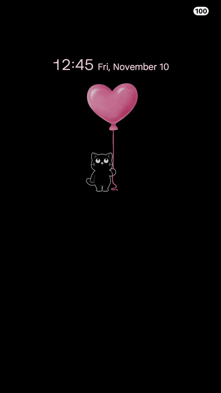 Thumbnail: Cute Black Cat And Pinky Glossy Heart Balloon