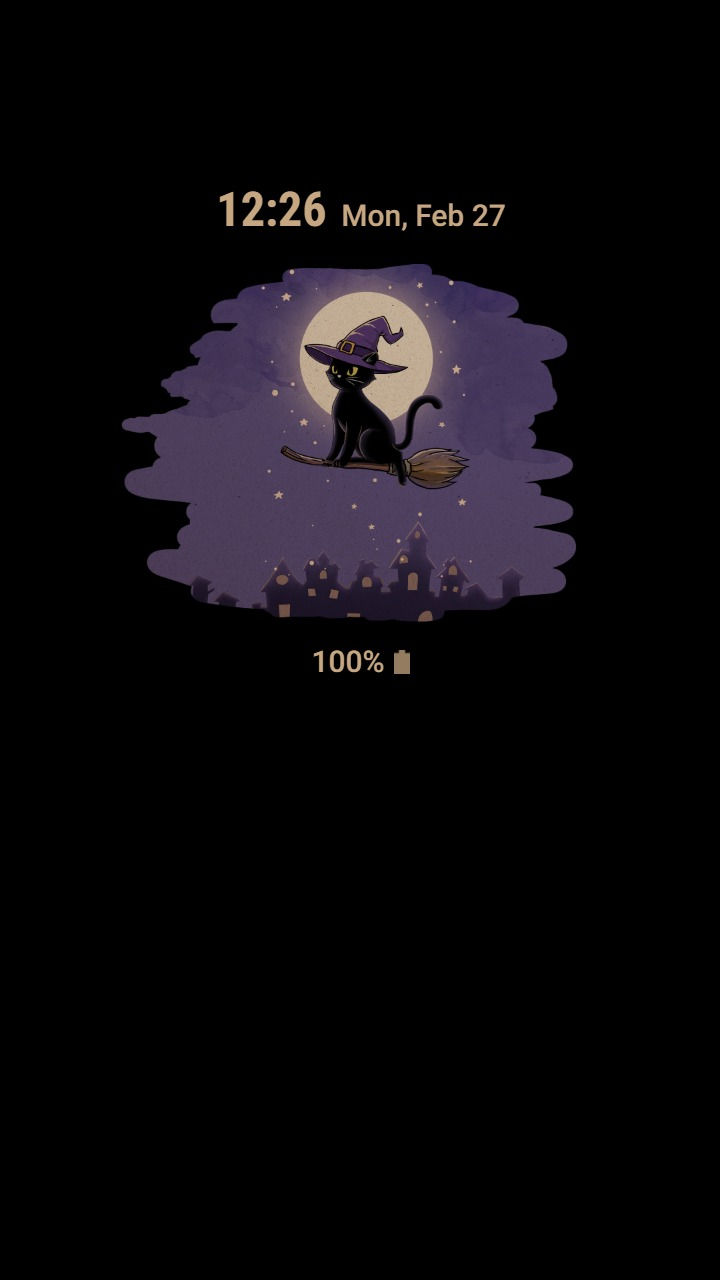 섬네일: Animated Cute Black Cat In Halloween Night