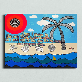 Bild, Meer, Wellen, Strand, Palme, Sonne, Wolken, Muscheln, Hai, Flip-Flops, abstrakt