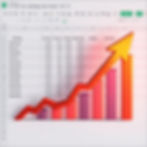 image with marketing results spreadsheet with graph with up arrow