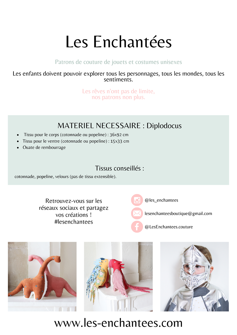 Miniature : Doudou Diplodocus - Patron PDF