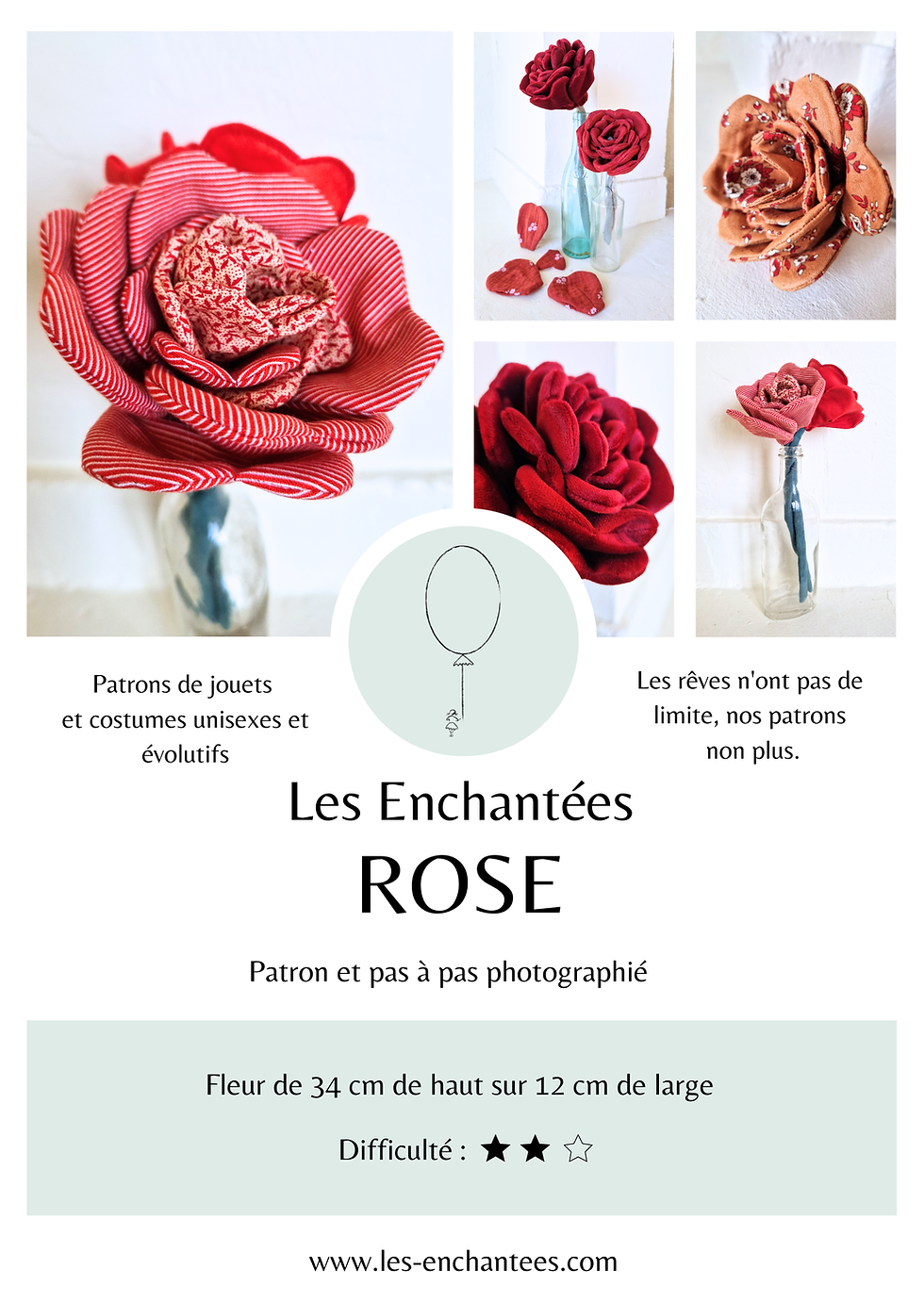 Miniature : Rose - Patron Pochette