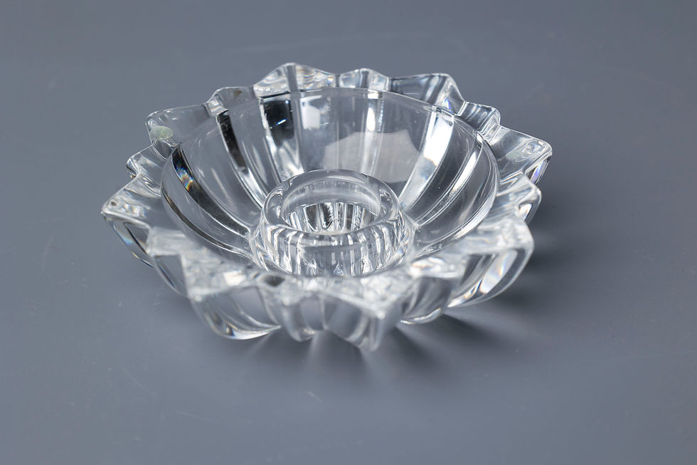 Star Type: Clear pressed glass starburst candleholder Year: Circa 1960s–1980s