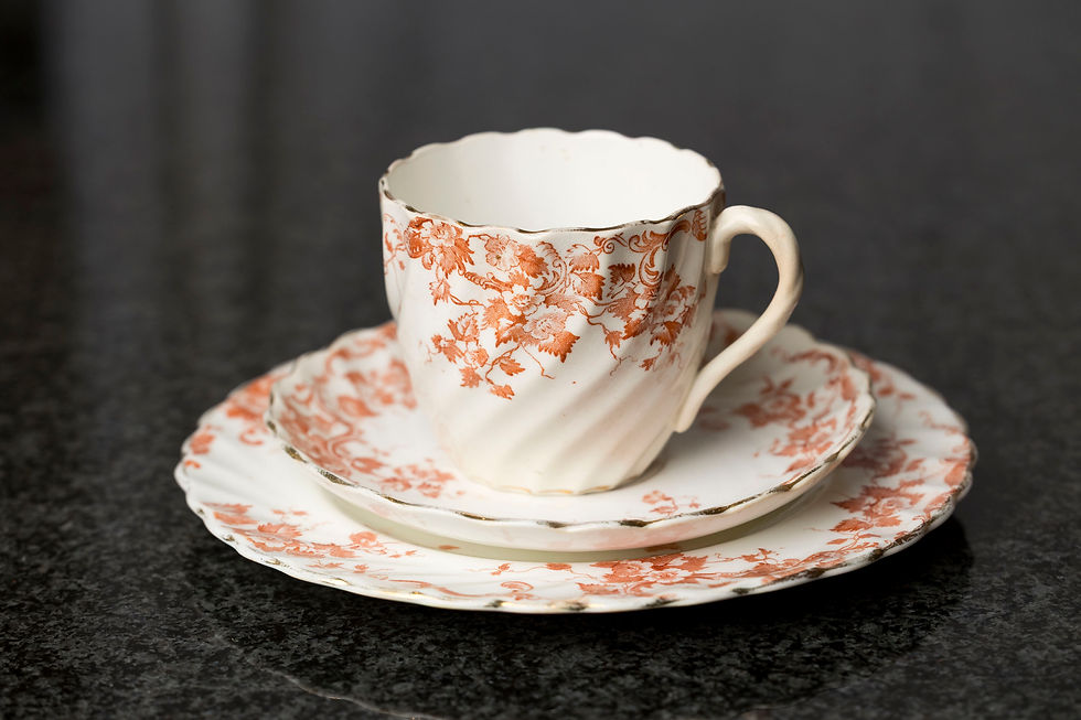 This trio is a lovely example of Forester’s China, a lesser known but historically significant English pottery firm