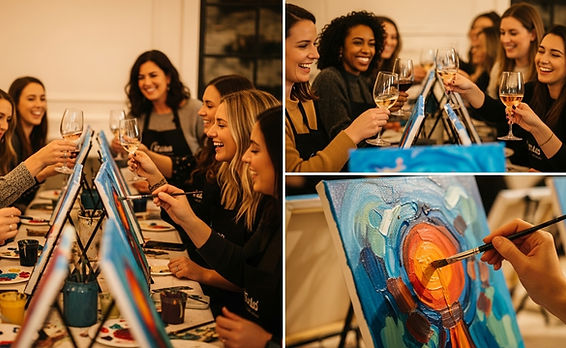 Private Event Paint Party Experience with Paint On Purpose Atlanta ulimate paint and sip experience