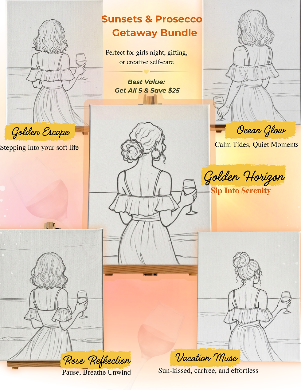 Thumbnail: Sunsets & Prosecco – Girls Getaway  (5-pk)
