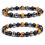 Thumbnail: Triple Protection Bracelet Tiger Eye Black Obsidian Hematite Elastic Men Bracel