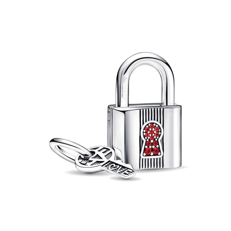 Thumbnail: New Silver 925 Red Series DIY Jewelry Lipstick High Heels Love Heart Dumbbell A