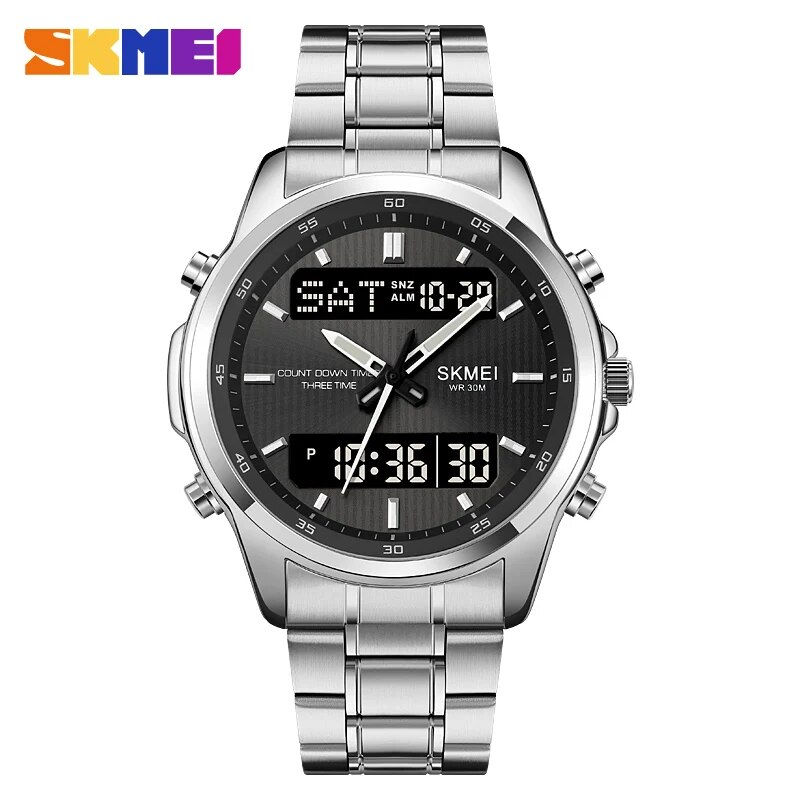 Thumbnail: SKMEI Luxury 3Time Digital Watch Outdoor Countdown Chrono Electronic Movement M