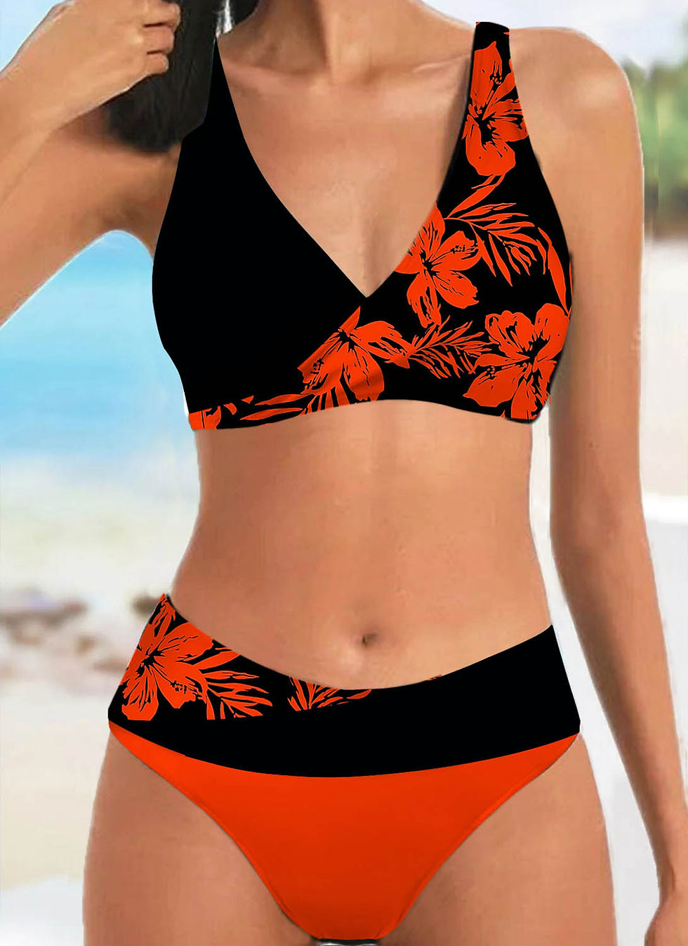 Thumbnail: 2023 New Two Piece Bikini Set Swim Suit Printing Swimwear Female Summer Bathing