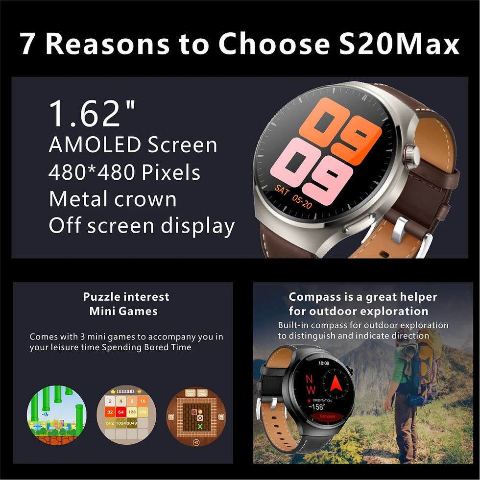 Thumbnail: New S20 MAX Smartwatch Voice Assistant Compass NFC Access Control Pressure Moni
