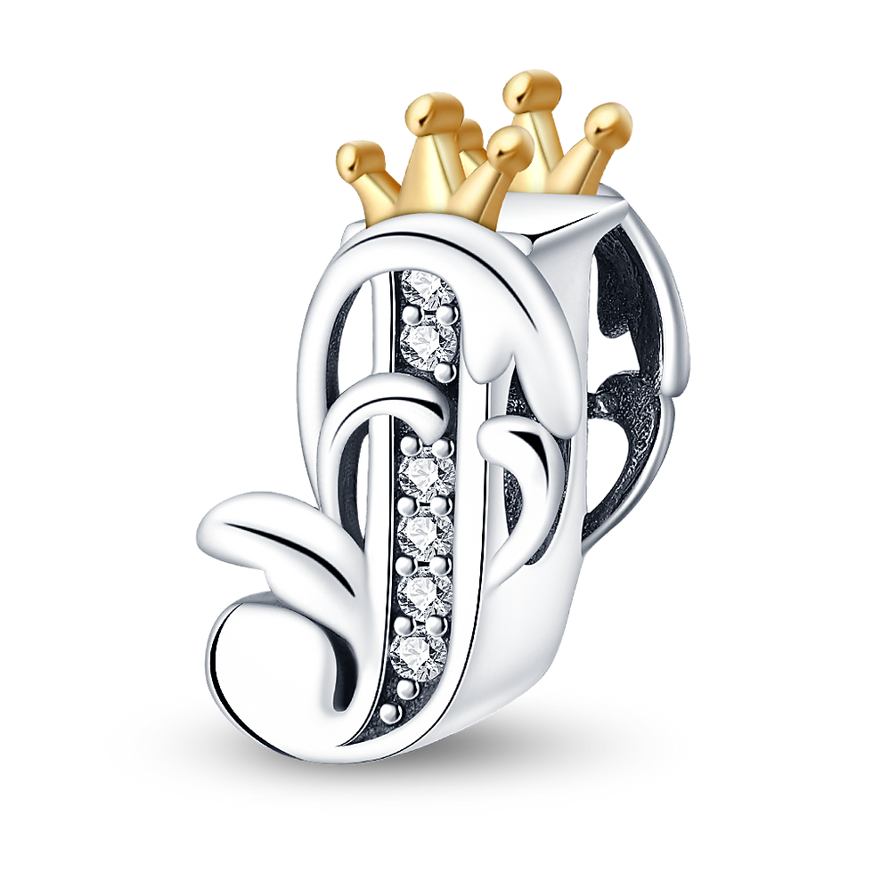 Thumbnail: 100% 925 Sterling Silver 26 Letters Alphabet Crown Charms Beads Fit Pandora 925