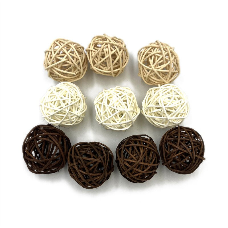 Thumbnail: 10pcs 3cm/4cm Natural Decorative Wicker Rattan Balls Vase Filler Christmas Tree