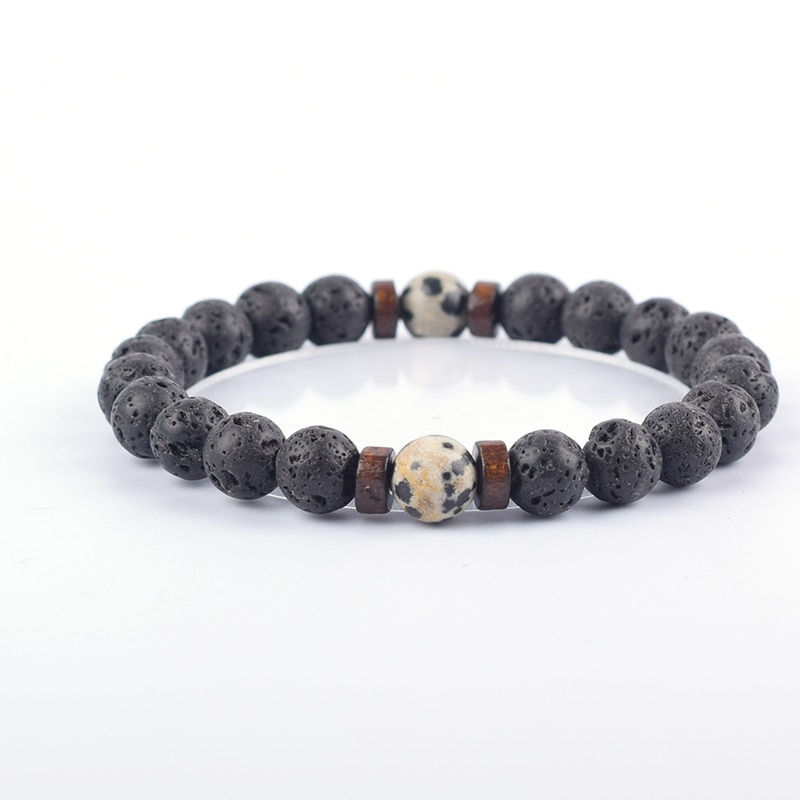 Thumbnail: Natural Moonstone Bead Tibetan Buddha Rosary Bracelet Chakra Lava Stone Diffuse