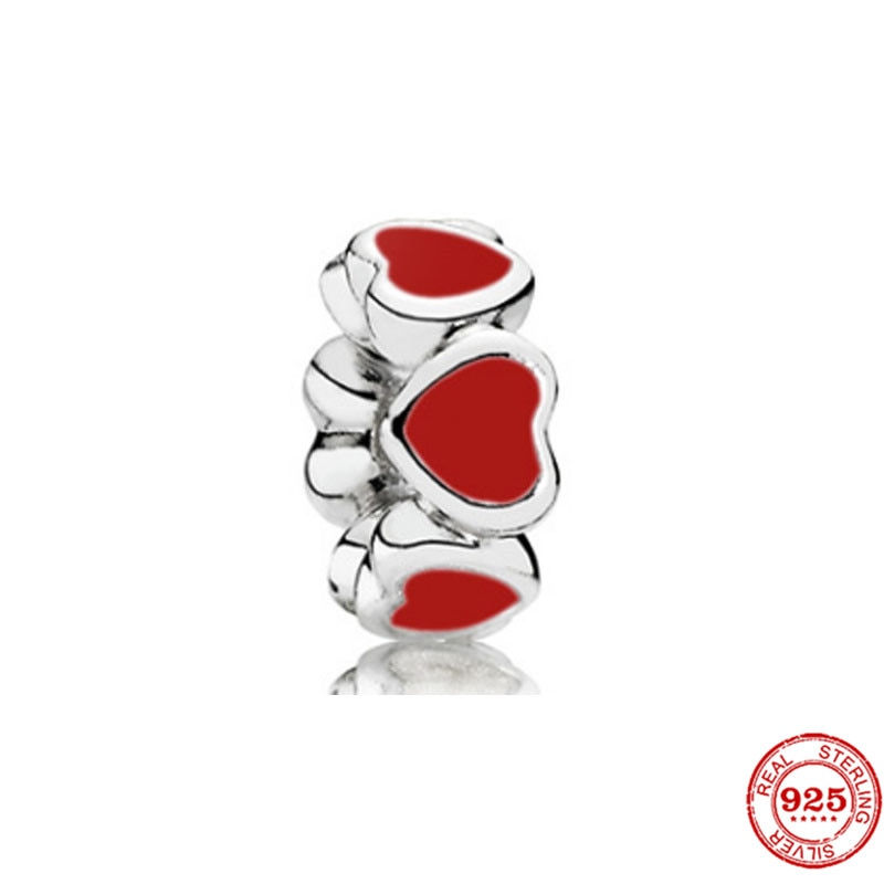 Thumbnail: New Silver 925 Red Series DIY Jewelry Lipstick High Heels Love Heart Dumbbell A