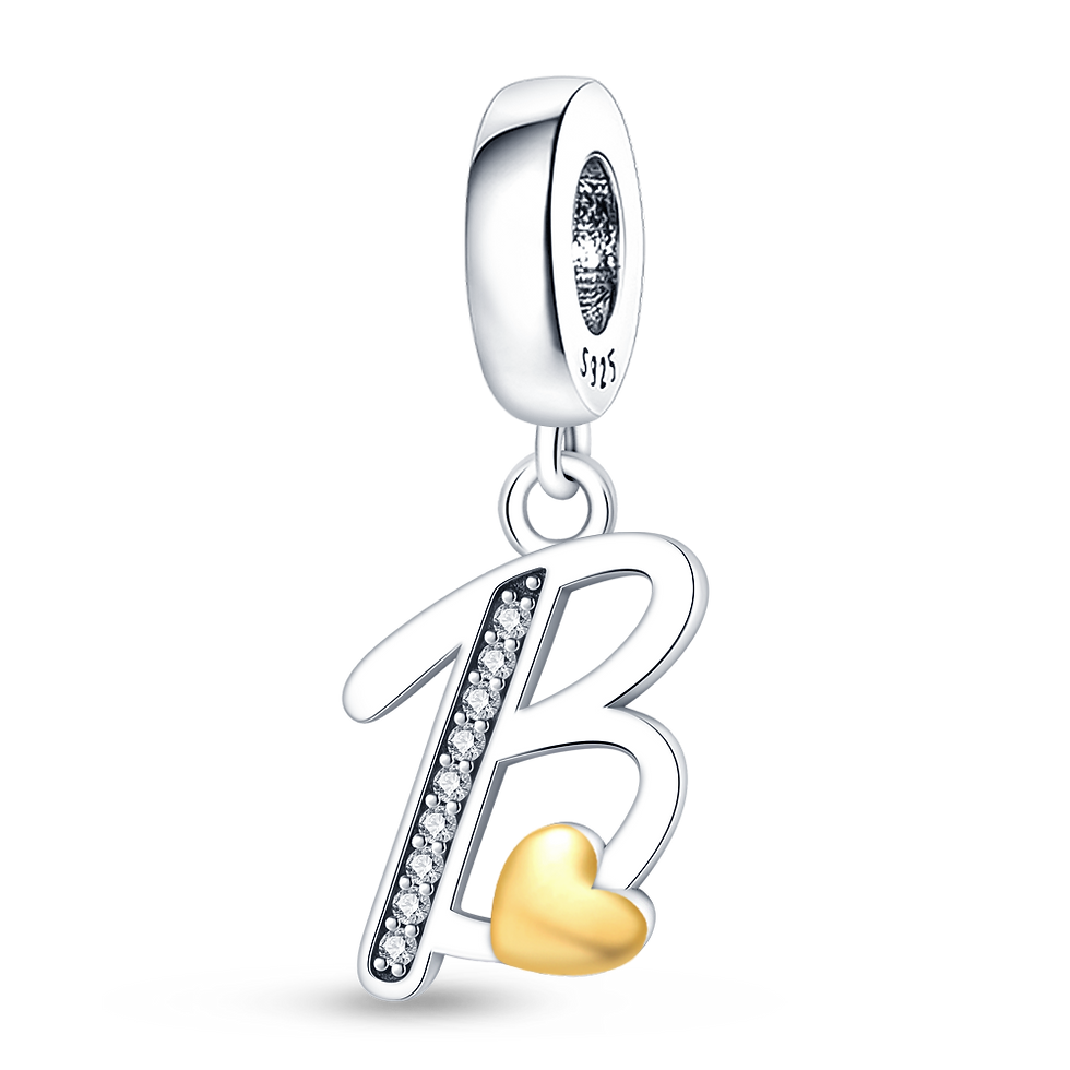 Thumbnail: 100% 925 Sterling Silver 26 Letters Alphabet Crown Charms Beads Fit Pandora 925