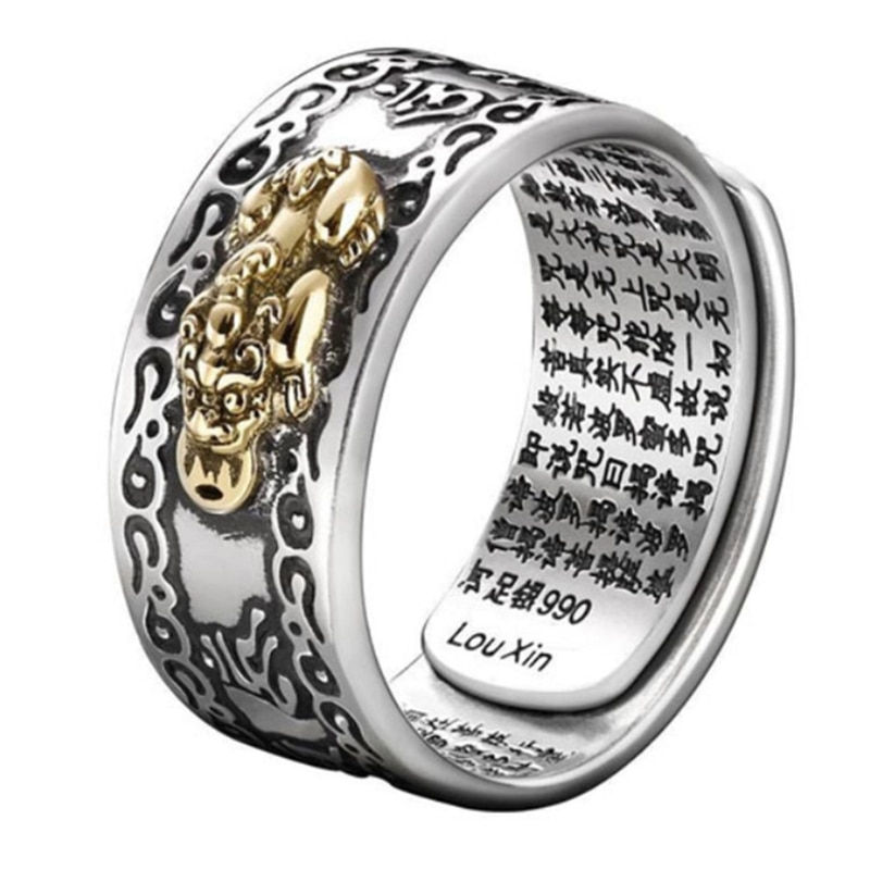 Feng Shui Pixiu Mani Mantra Protection Wealth Ring Charms Ring Amulet Wealth Lu