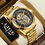 Thumbnail: New Men Watch Skeleton Quartz Wristwatch Gold Skeleton Retro Man Watch Top Bran