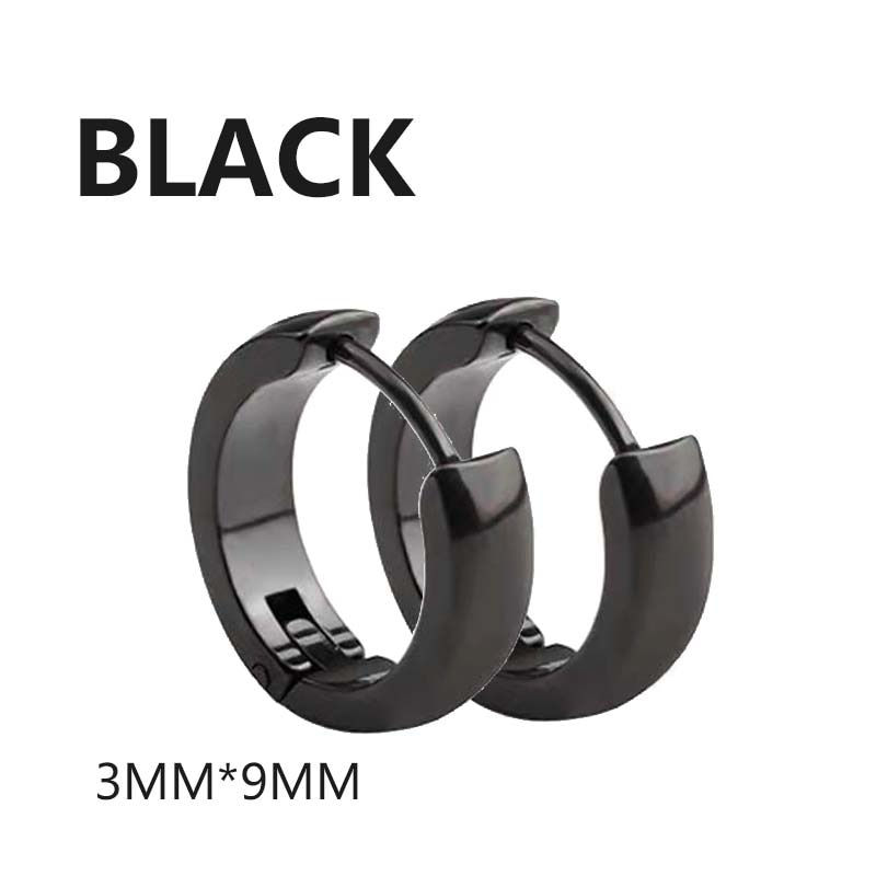 Thumbnail: 5 Pairs Black Unisex Earrings Set Stainless Steel Piercing Hoop Earrings for Me