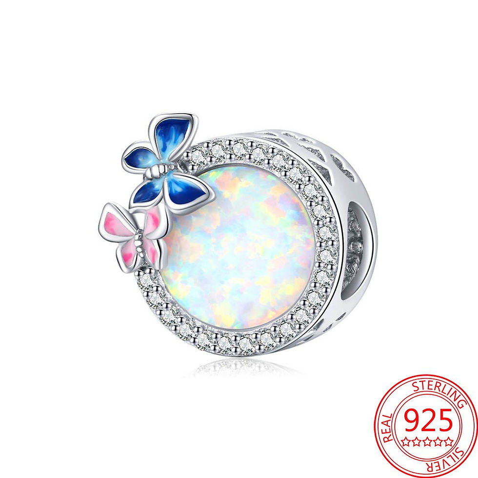 Thumbnail: New 925 Sterling Silver Purple Murano Bead Pansy Flower Dangle Charm Fit Origin